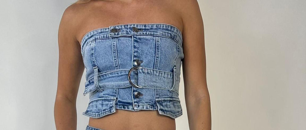 Jean strapless top