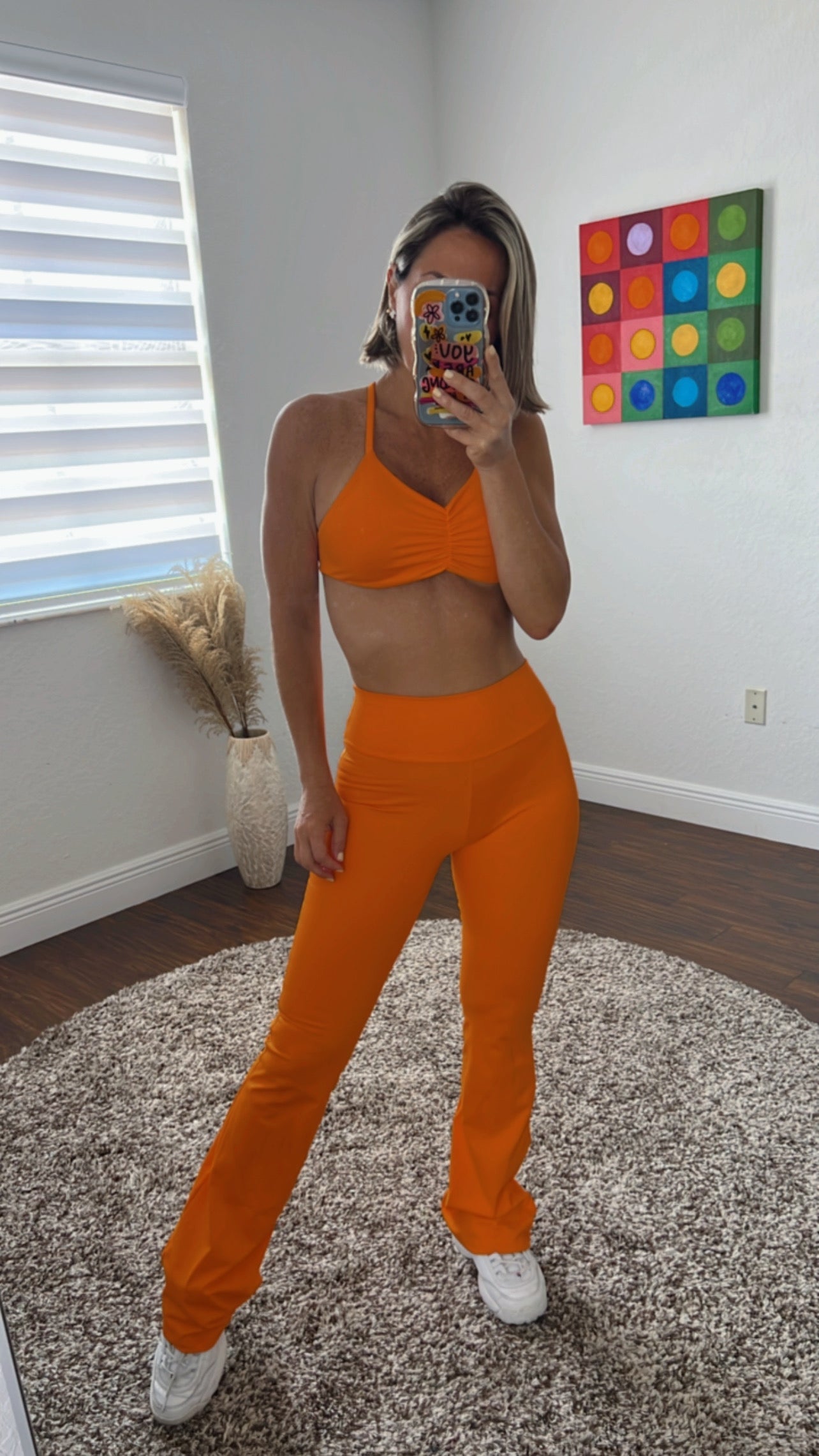 Orange scrunchy butt set/wide leg