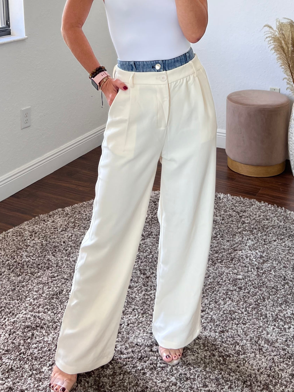 Cream/jeans lily pants