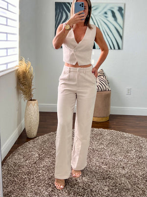 Beige Taylor  set with vest