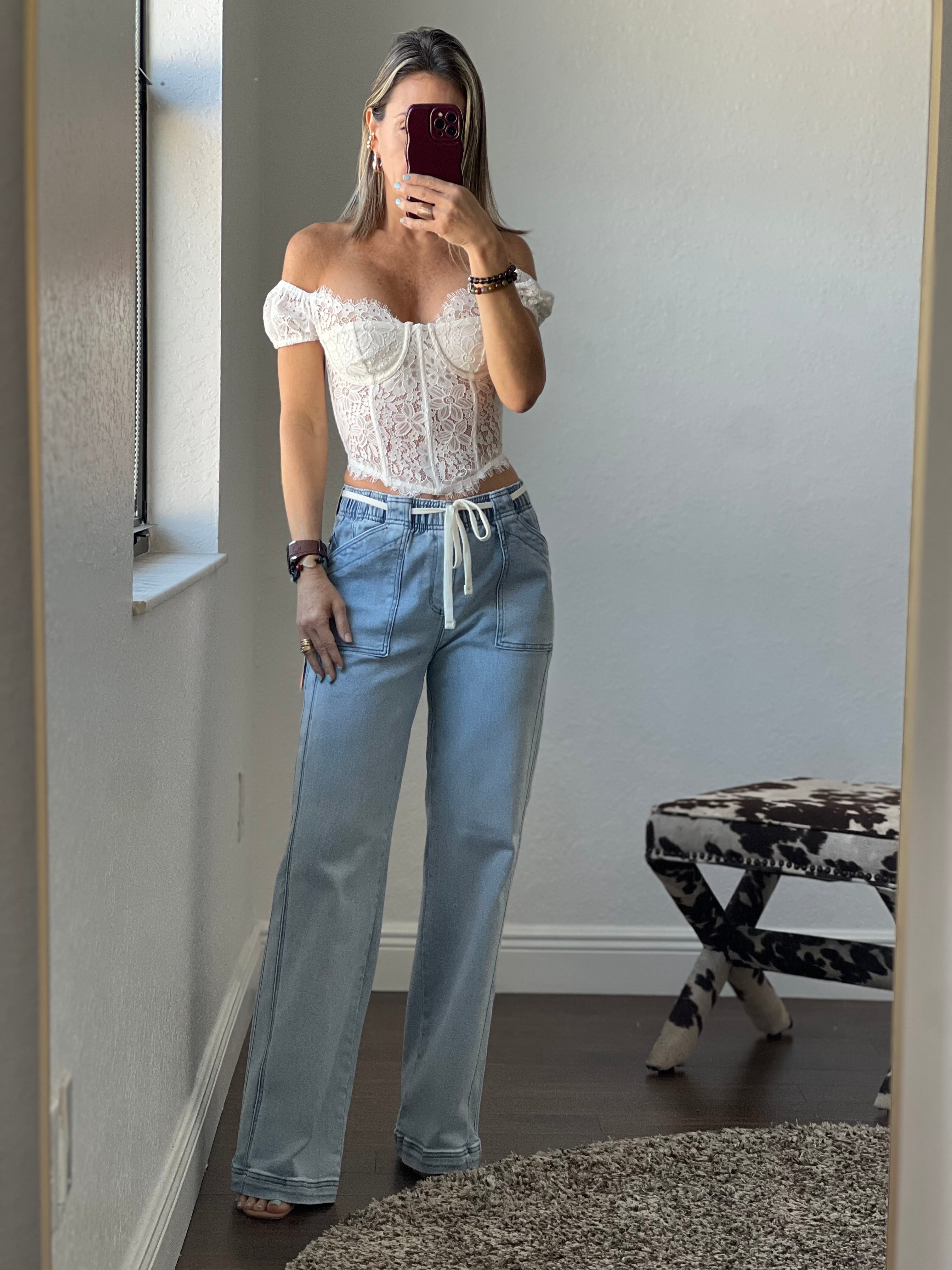 Risen white jeans