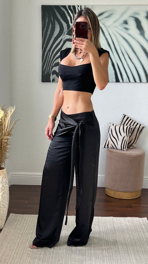 Black  satin pants