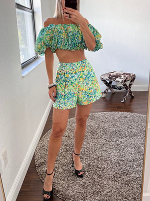 Set floral Short and  Matching top