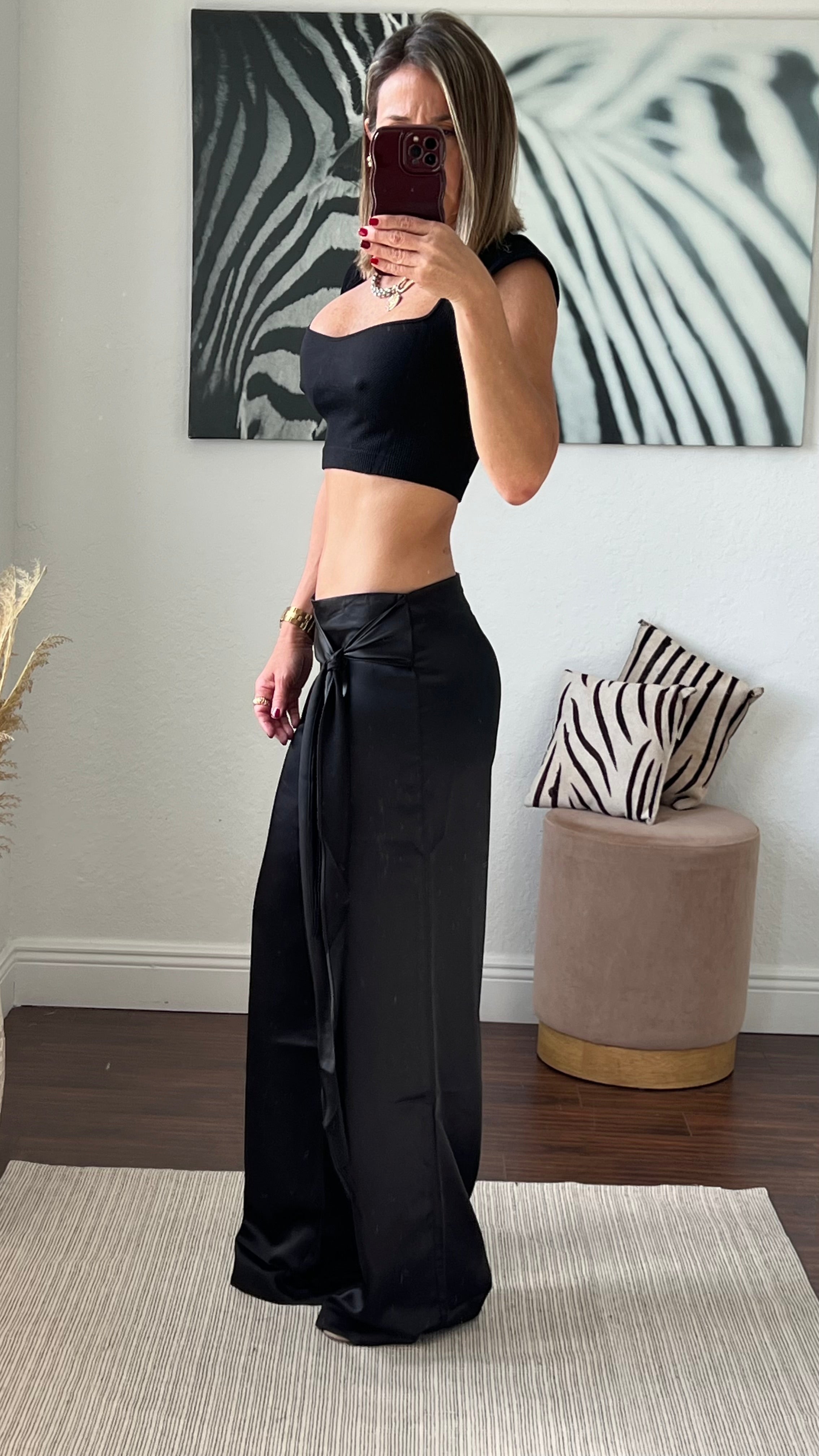 Black  satin pants