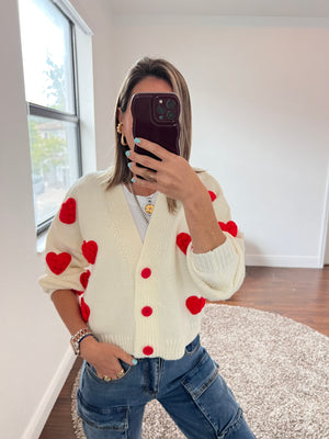 Red heart   open Sweater