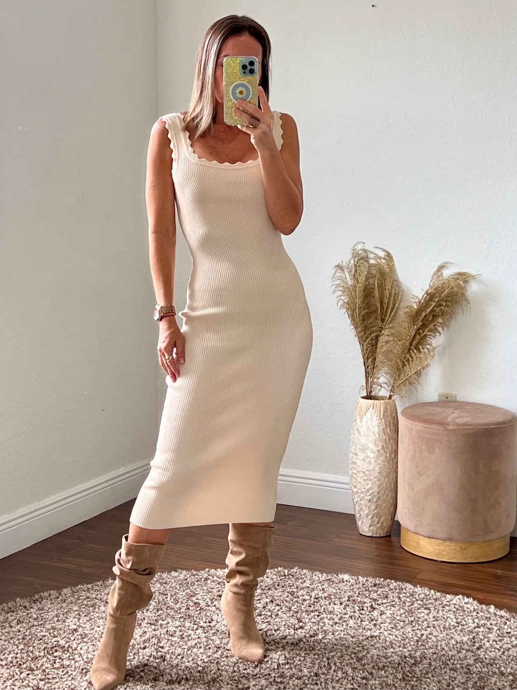 Beige   spaghetti dress