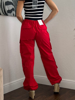 Red  high waits cargo pants