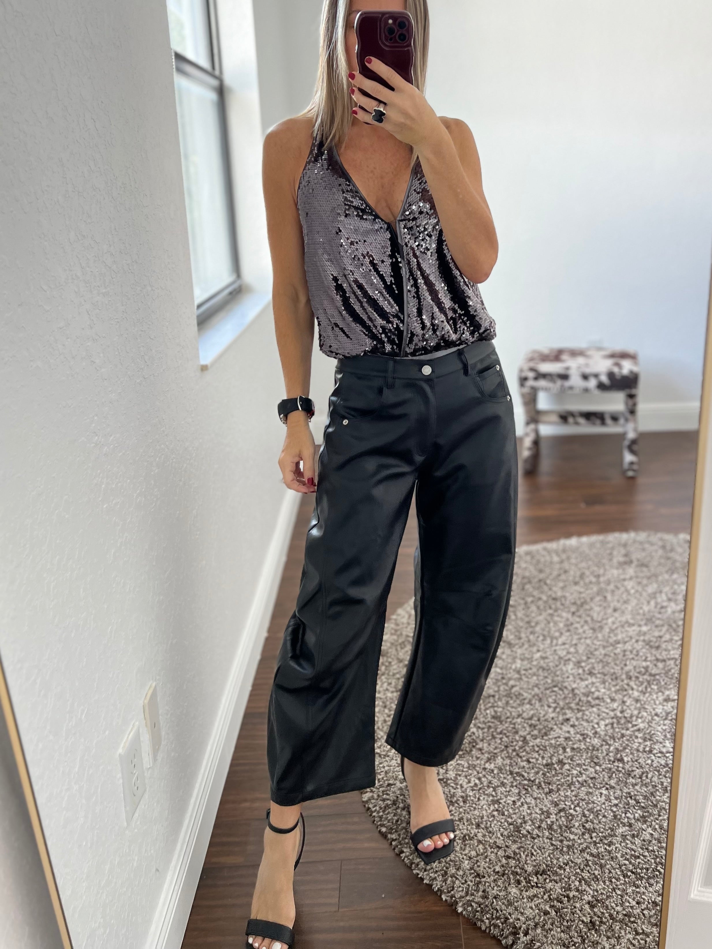 Black  baggy leather  pants