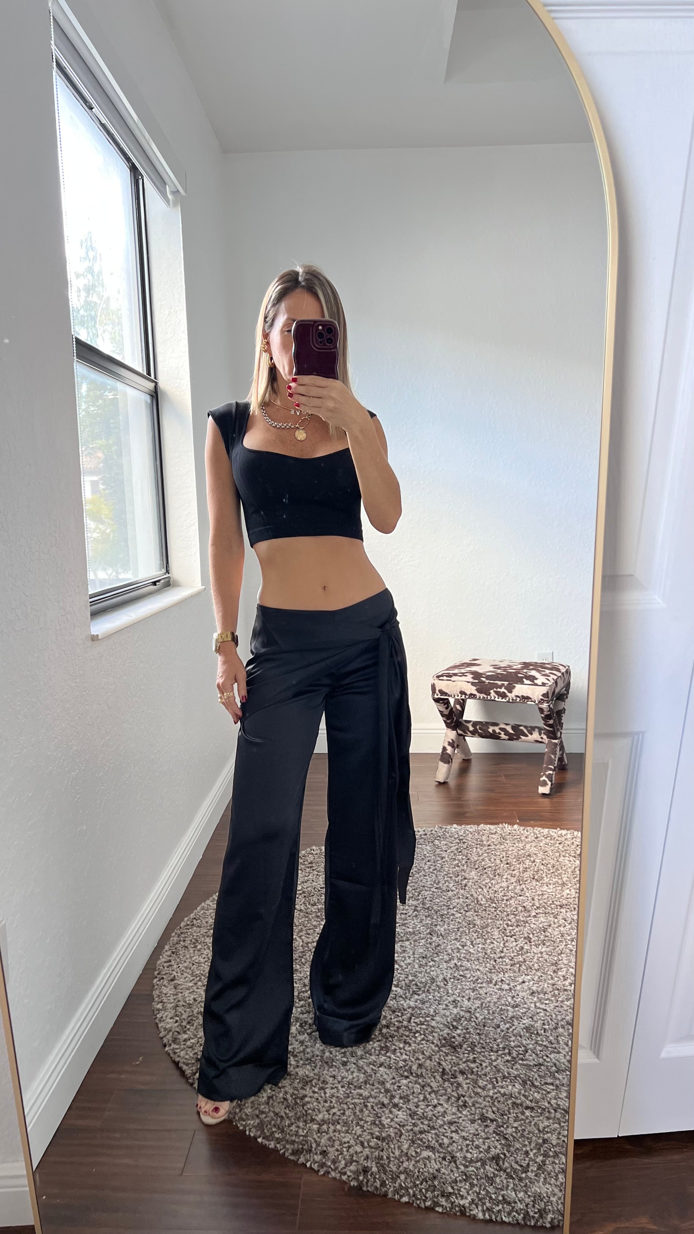 Black  satin pants