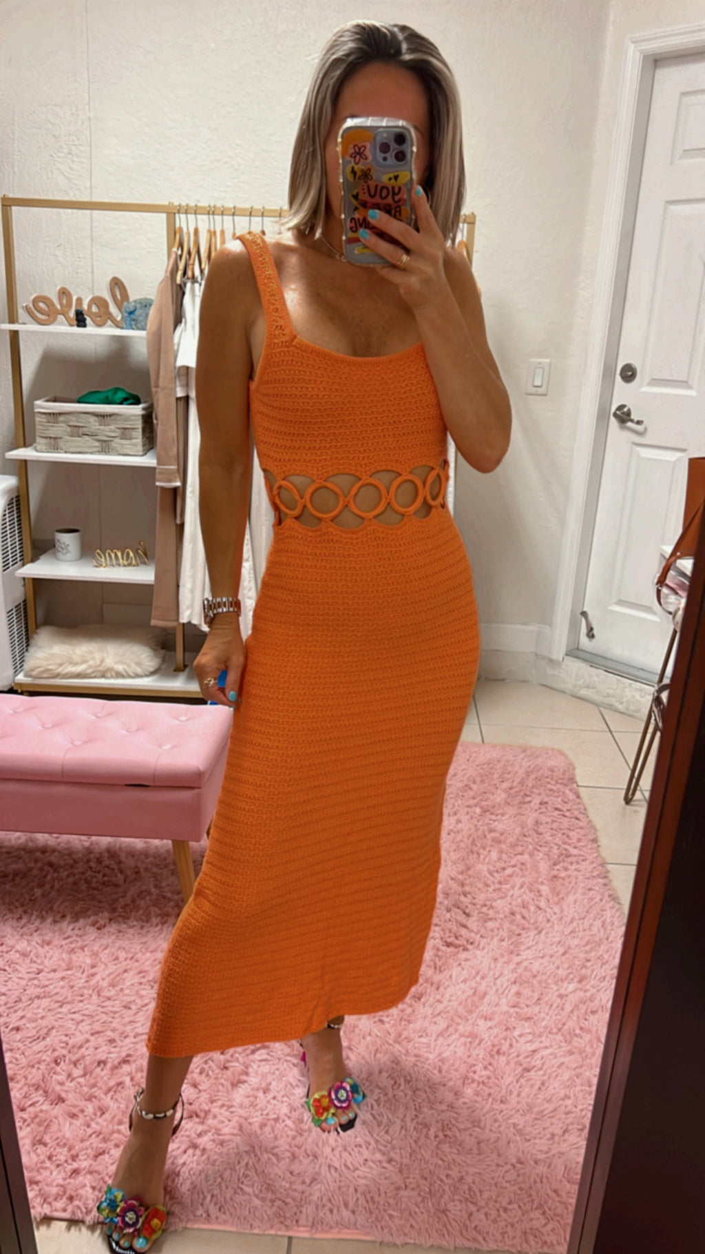 Orange  knit  dress
