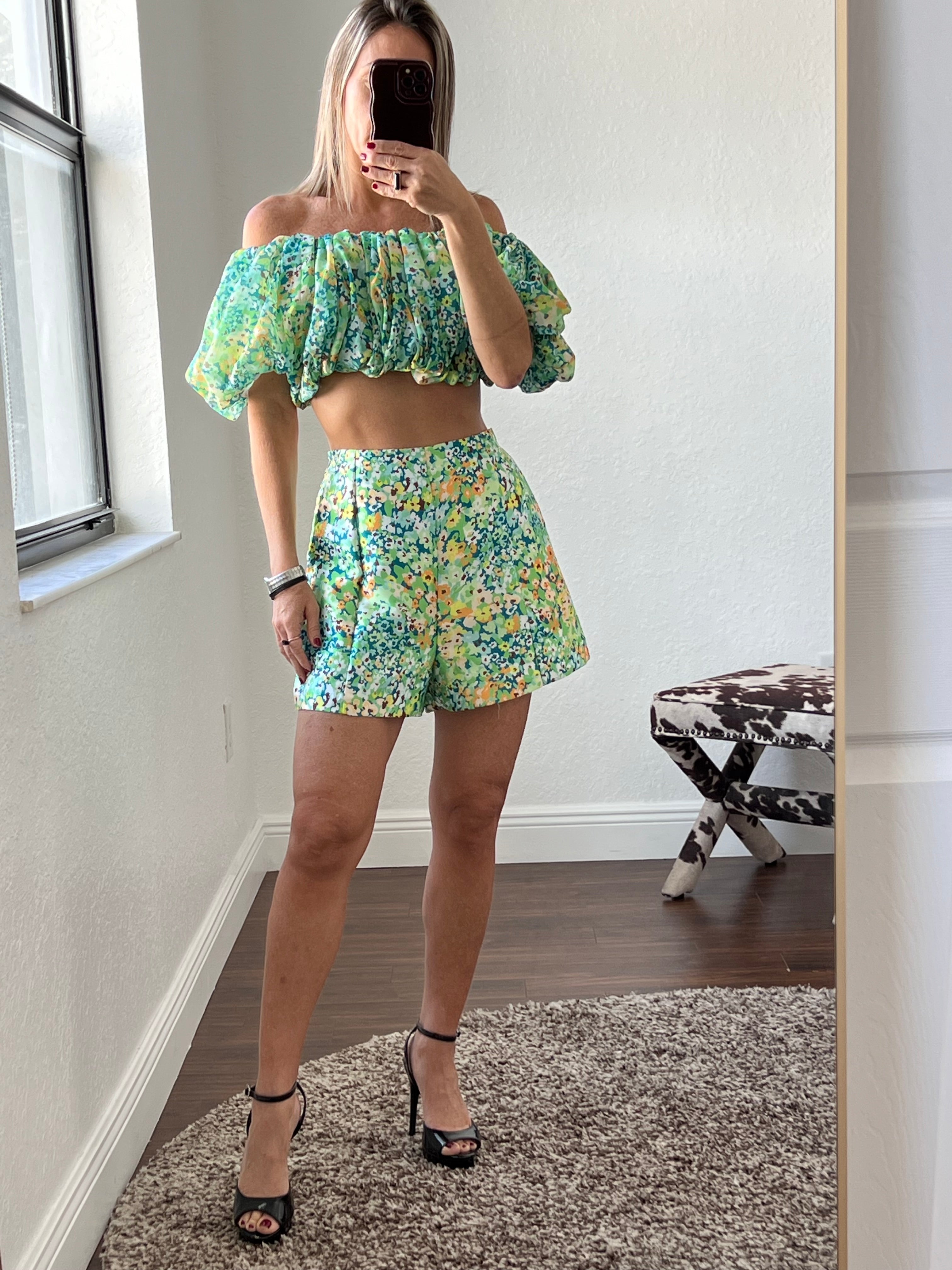 Set floral Short and  Matching top