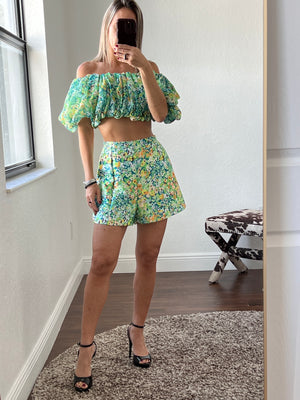 Set floral Short and  Matching top