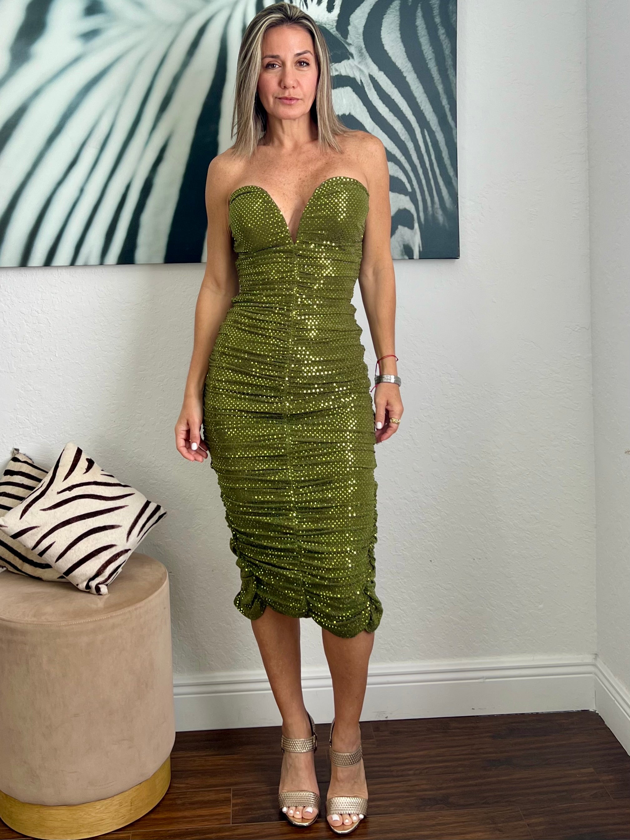 Green   spaghetti dress