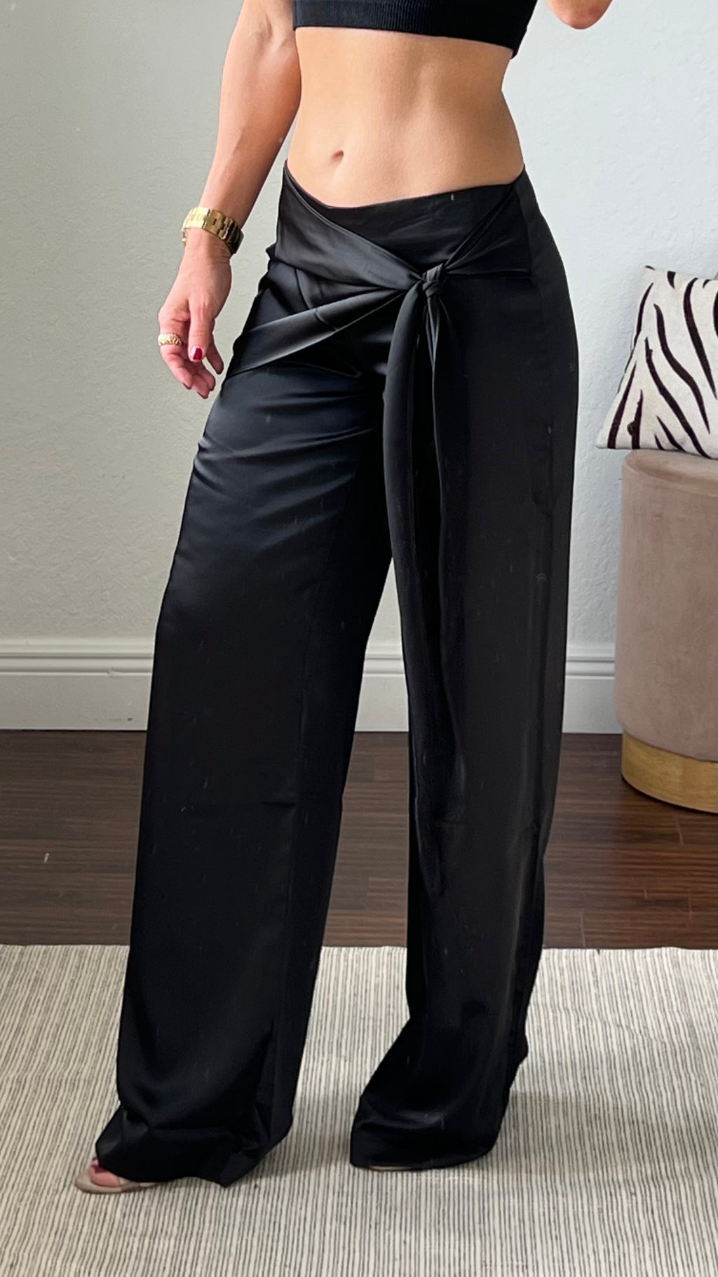 Black  satin pants